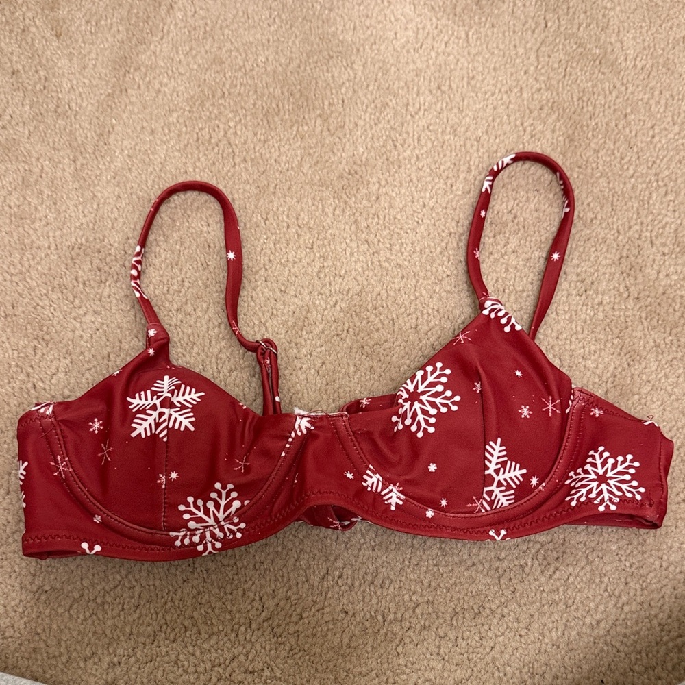 Zaful Red Snowflake Bikini Top